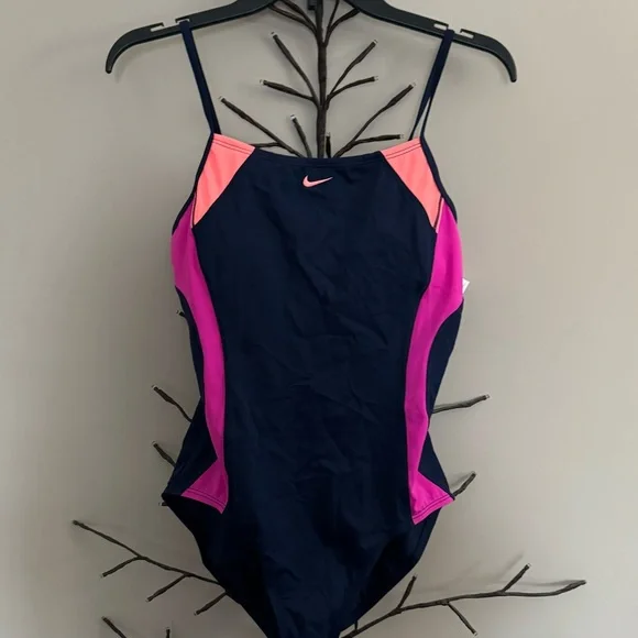 Brand new “Nike”women’s swimsuit.Size-L,color very dark blue/pink/orange.🧡 - Picture 1 of 6